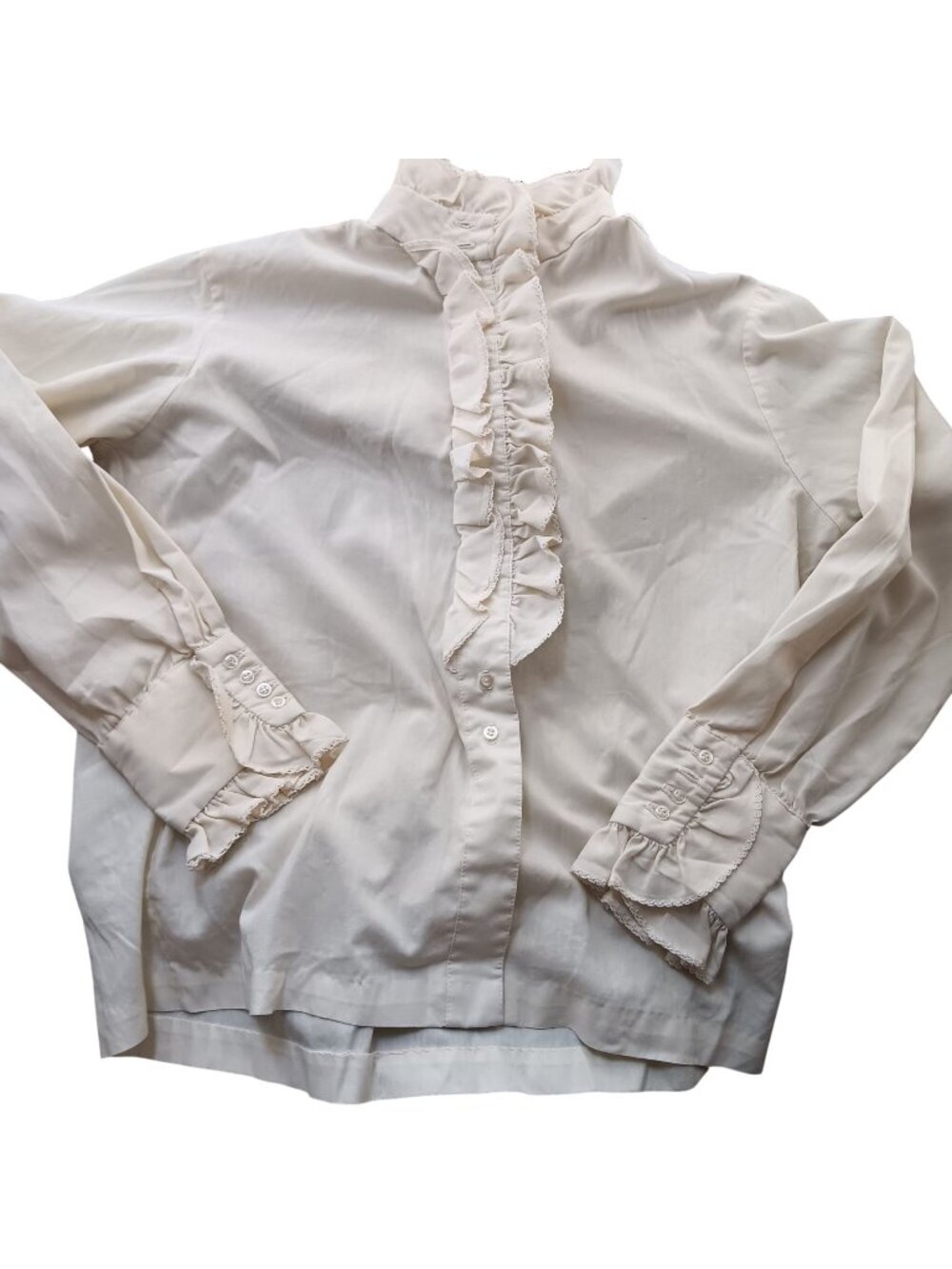 Medium Vintage 1960's Blouse Mod Bobbie Brooks Ruffled High Collar Vampire Girl